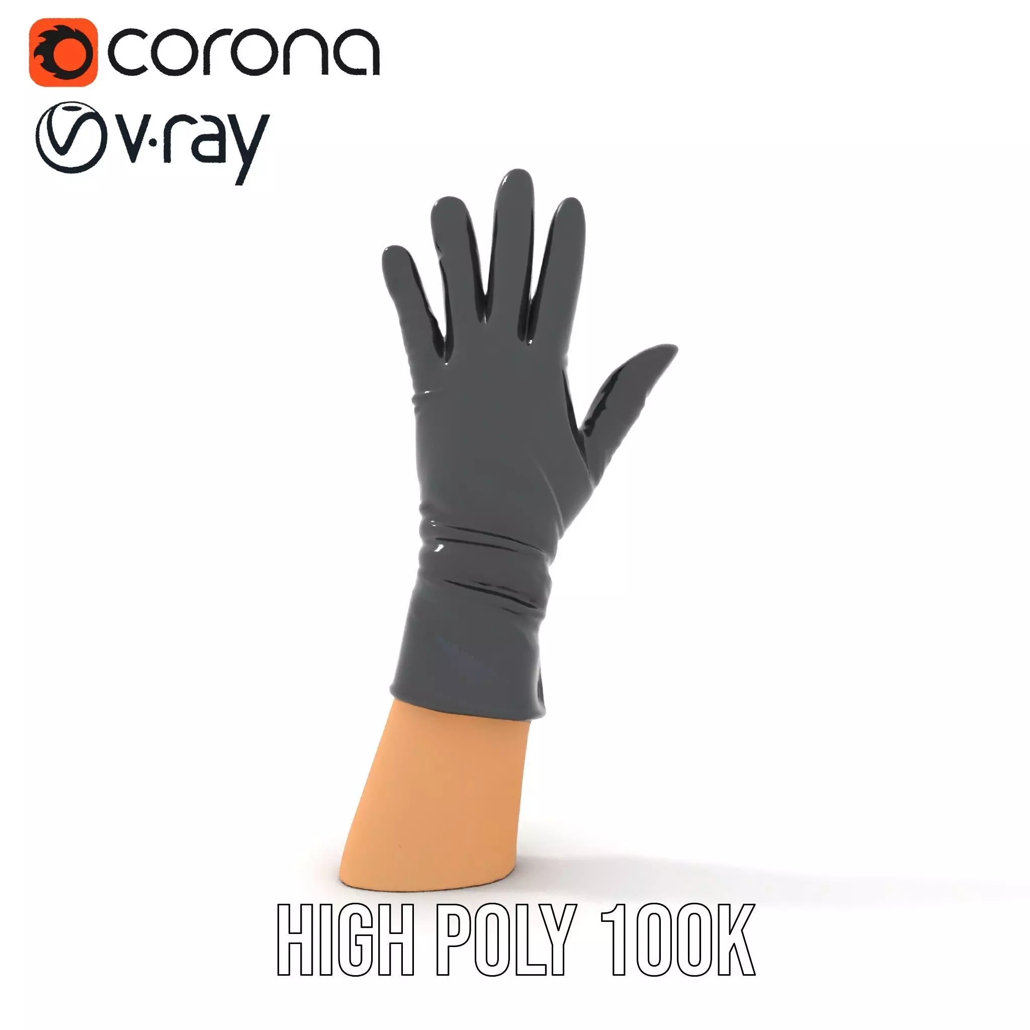 Black Leather Glove Model Pack Low-poly 3D model_31