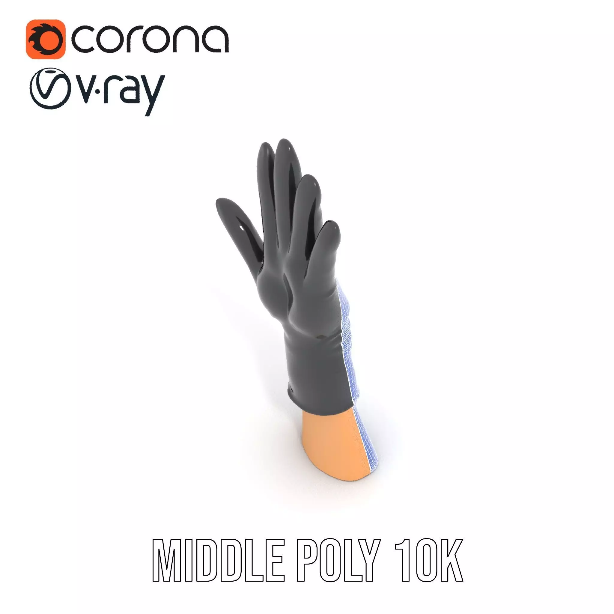 Black Leather Glove Model Pack Low-poly 3D model_5