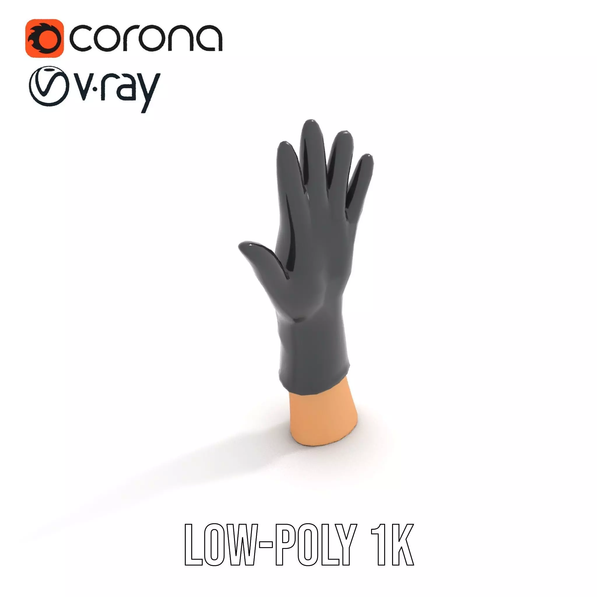 Black Leather Glove Model Pack Low-poly 3D model_7