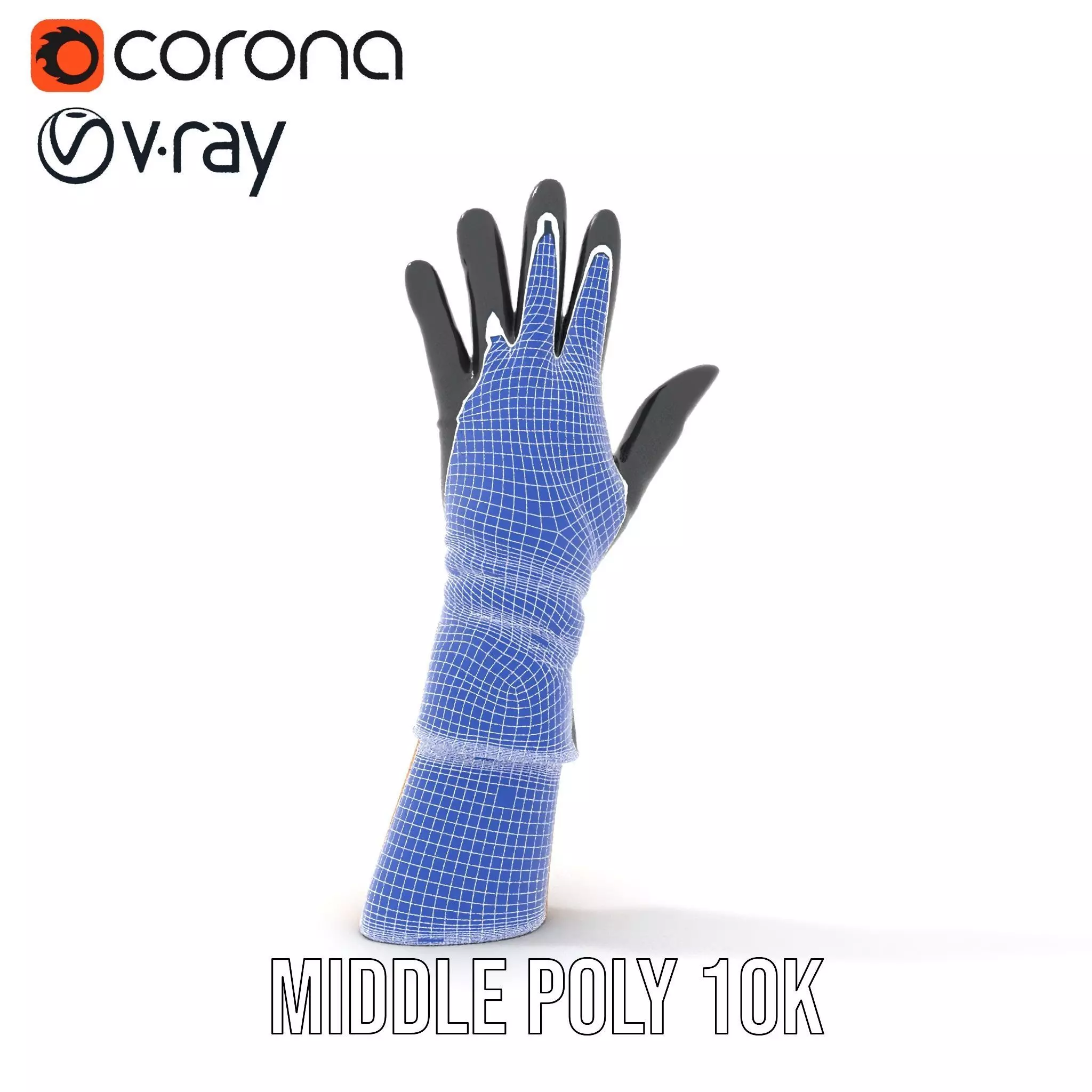 Black Leather Glove Model Pack Low-poly 3D model_23