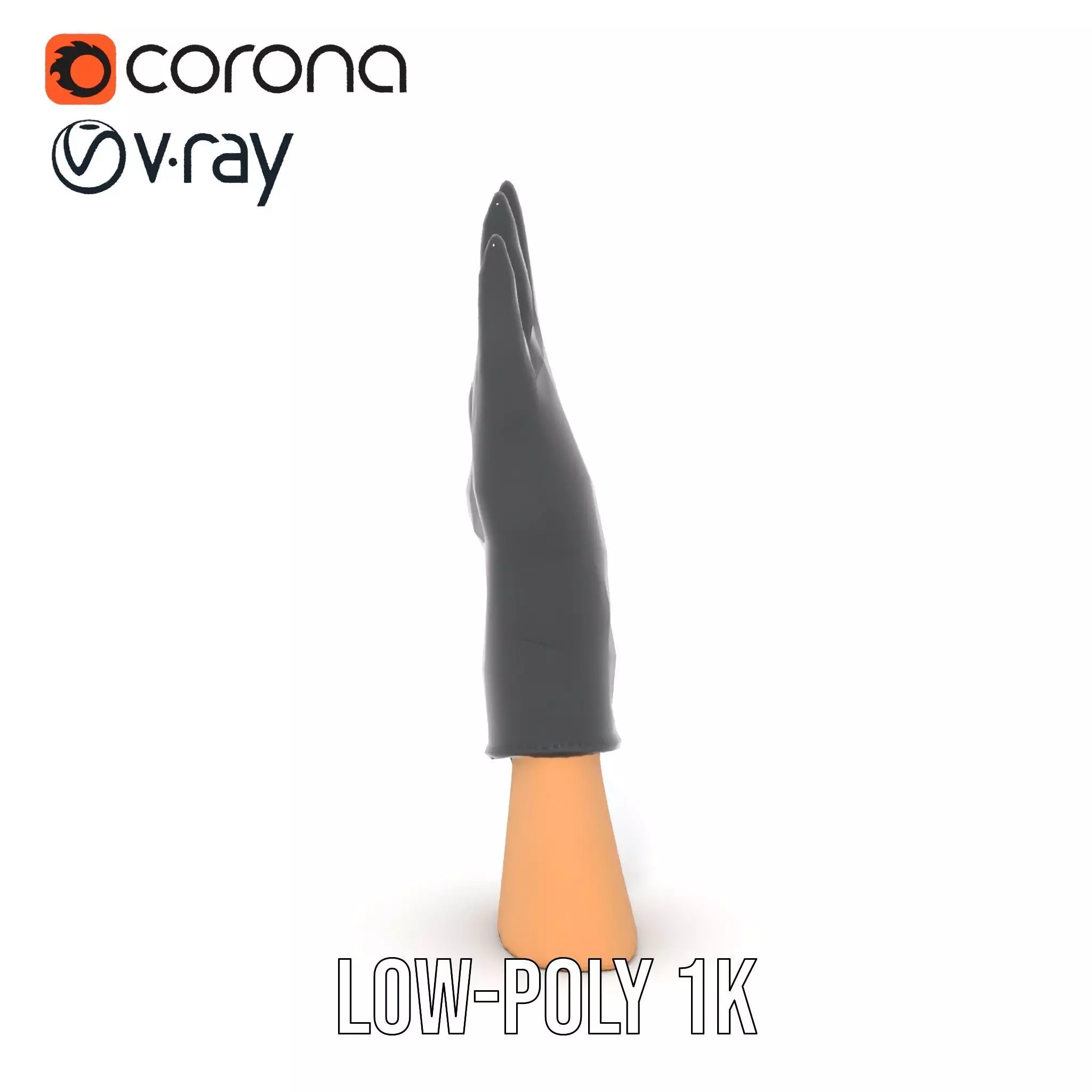 Black Leather Glove Model Pack Low-poly 3D model_30