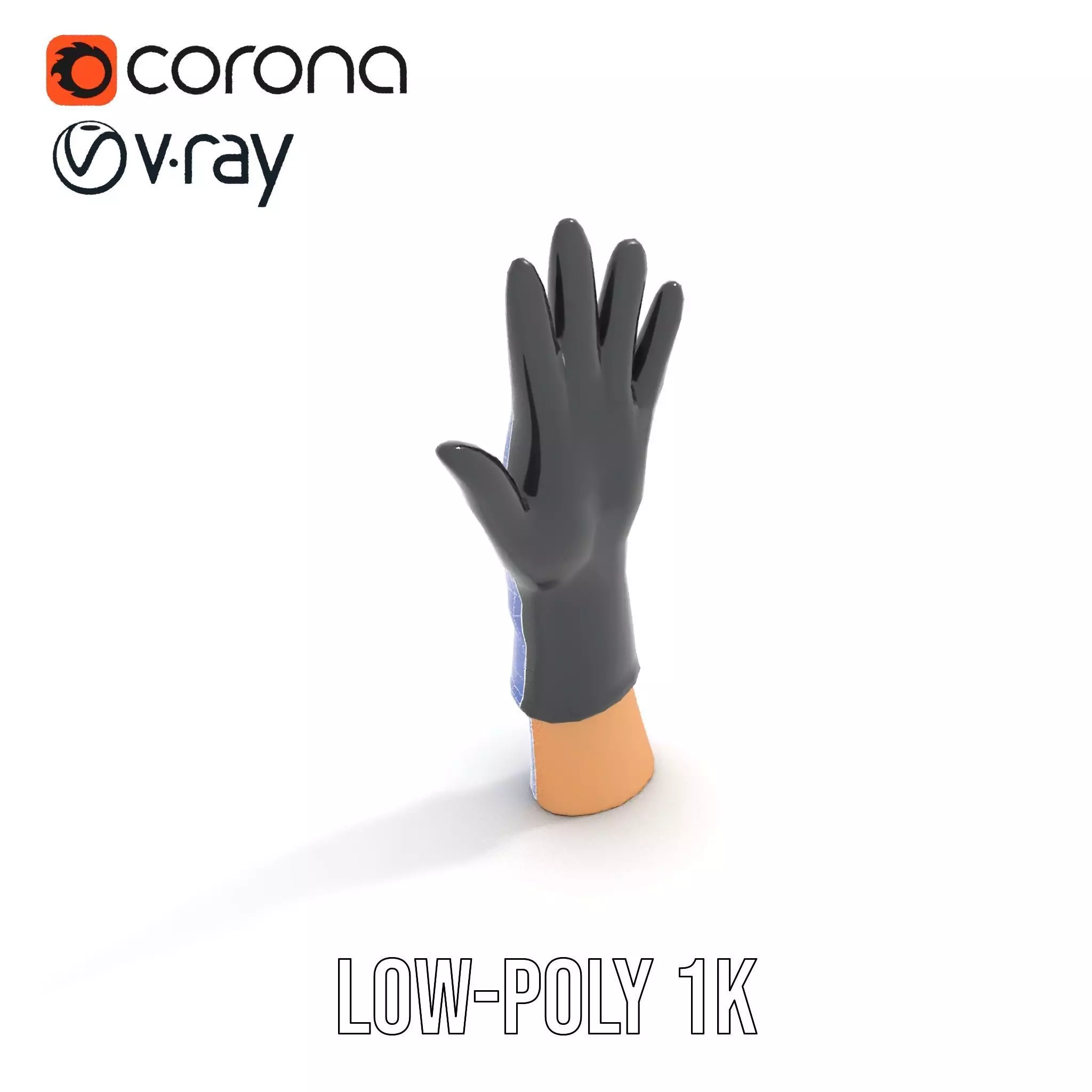 Black Leather Glove Model Pack Low-poly 3D model_21