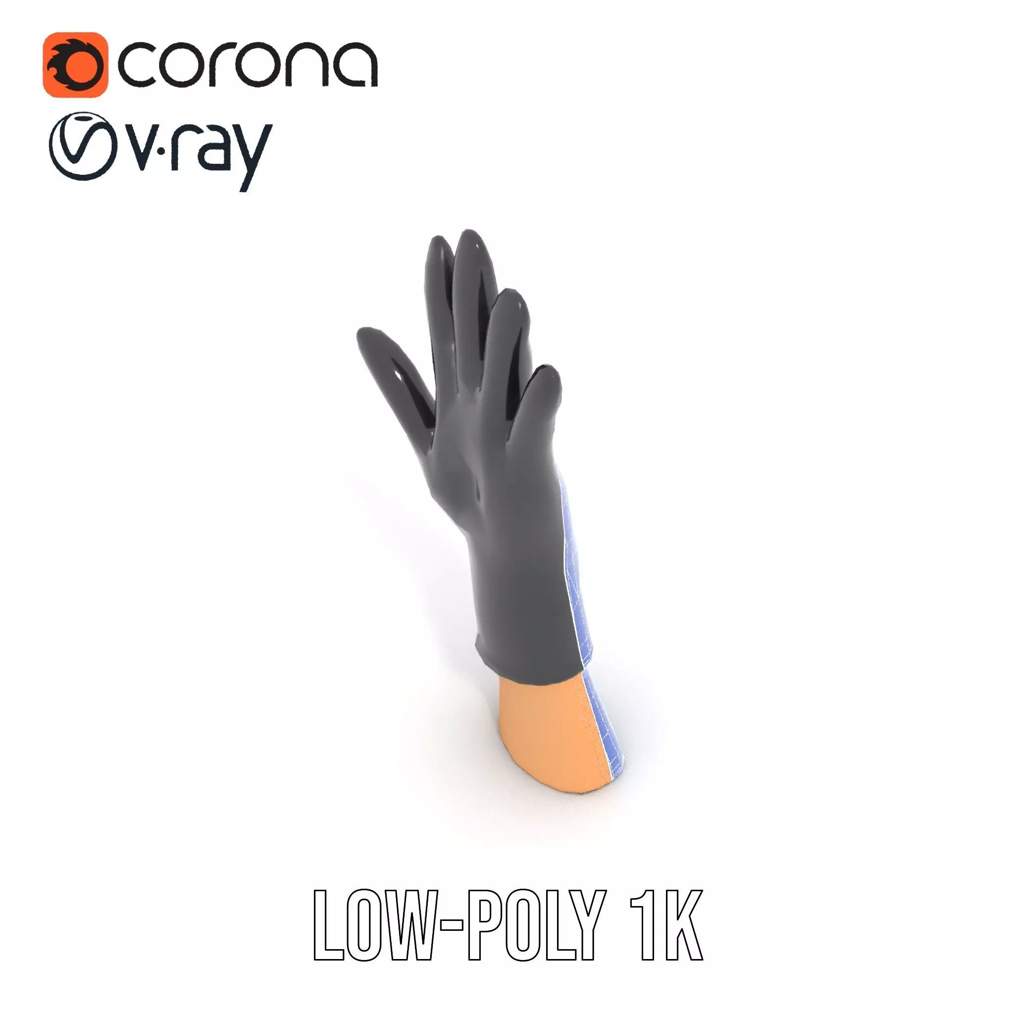 Black Leather Glove Model Pack Low-poly 3D model_13