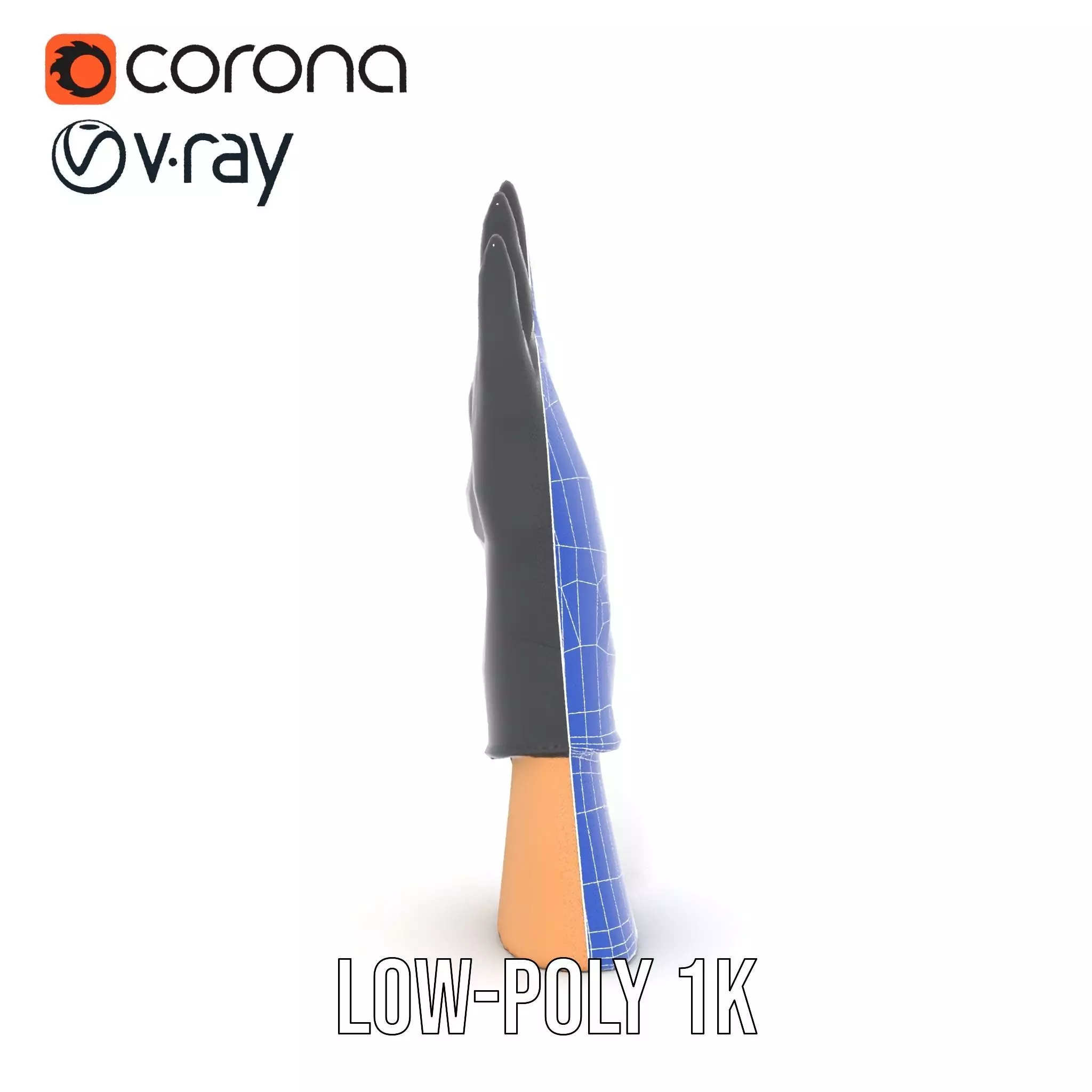 Black Leather Glove Model Pack Low-poly 3D model_24