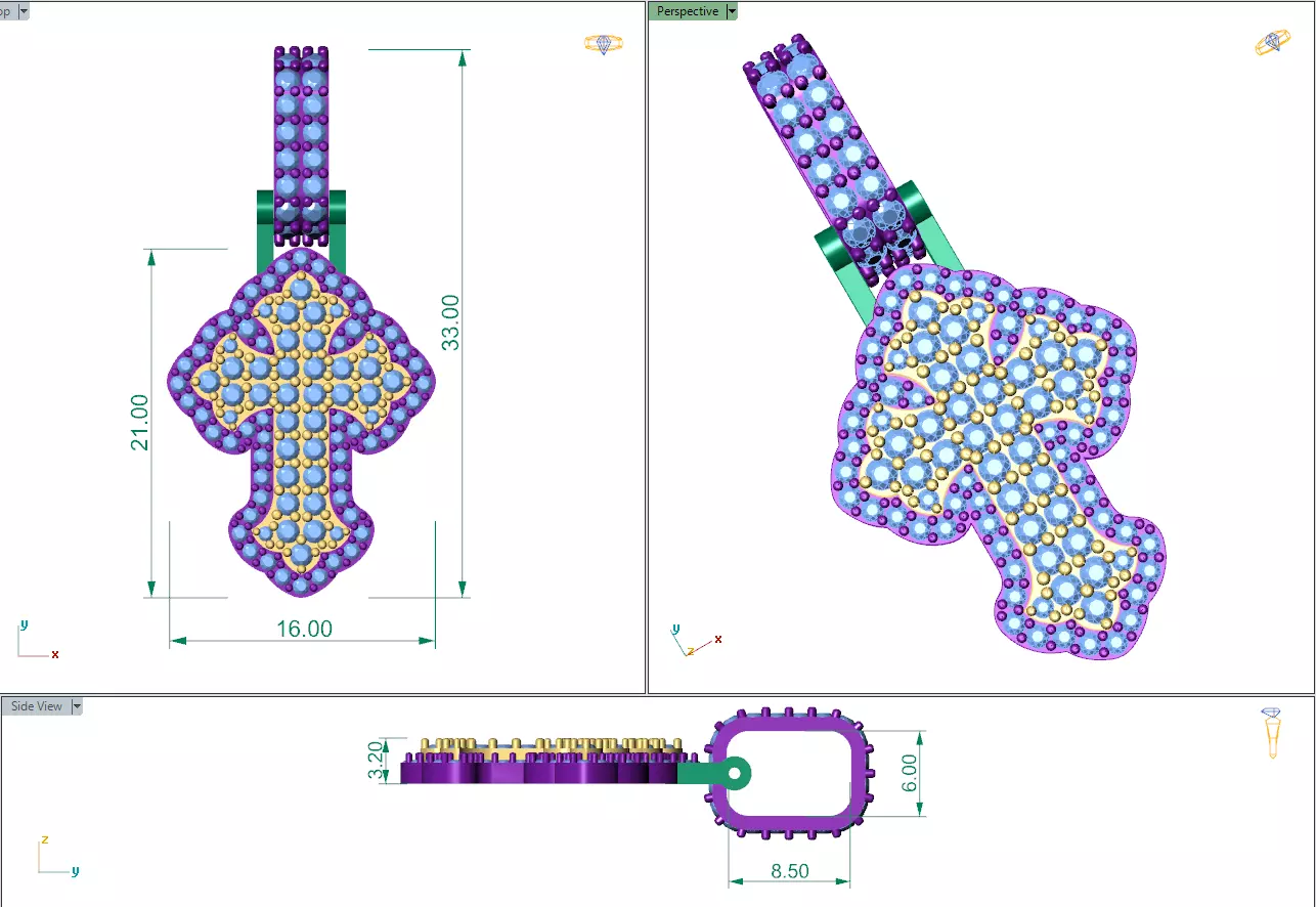 Chrome Cross 1 inch 3D print model_2