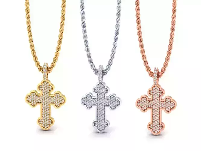 Chrome Cross Pendant 1 inch 3D print model