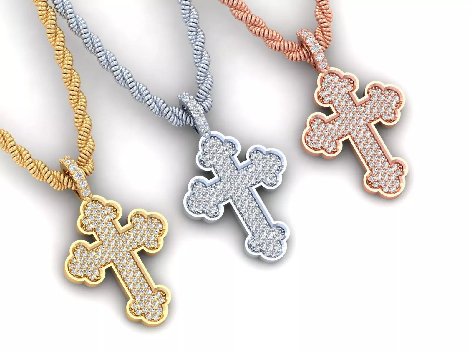 Chrome Cross Pendant 1 inch 3D print model_1
