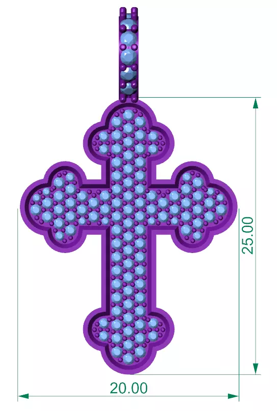 Chrome Cross Pendant 1 inch 3D print model_2