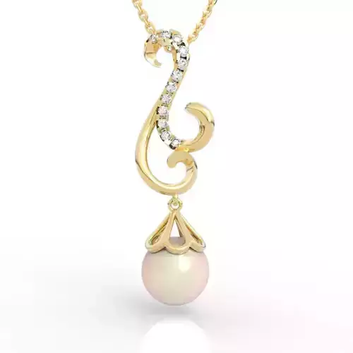 Stunning Curved Pearl Drop Pendant
