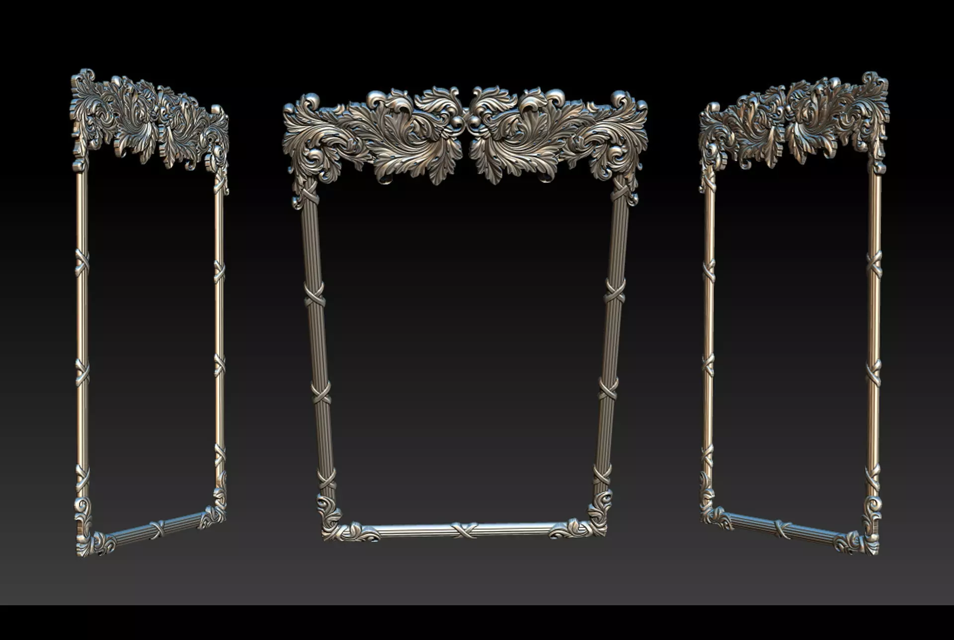 Ornate Decorative Frame Bas-Relief 3D print model_15