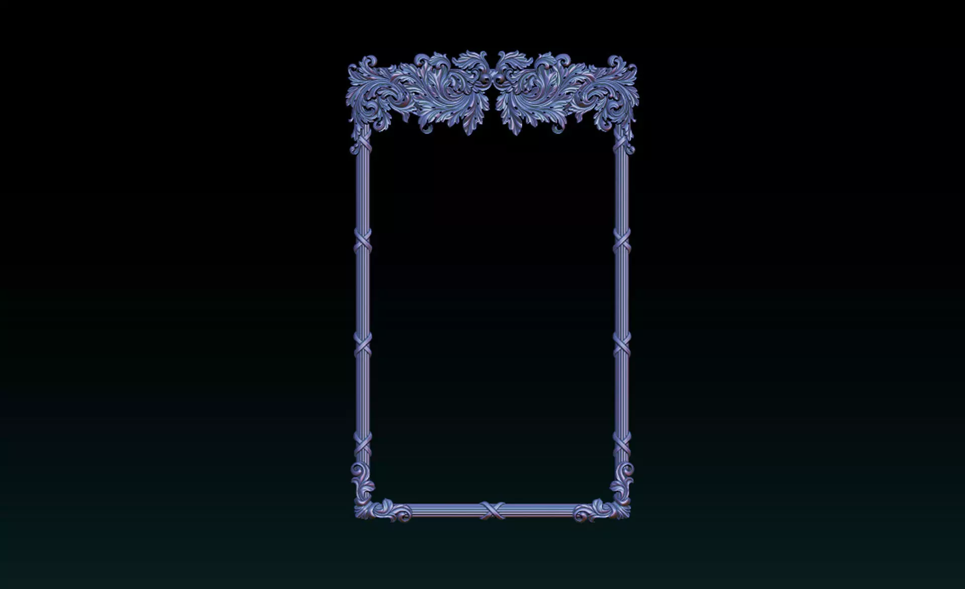 Ornate Decorative Frame Bas-Relief 3D print model_2