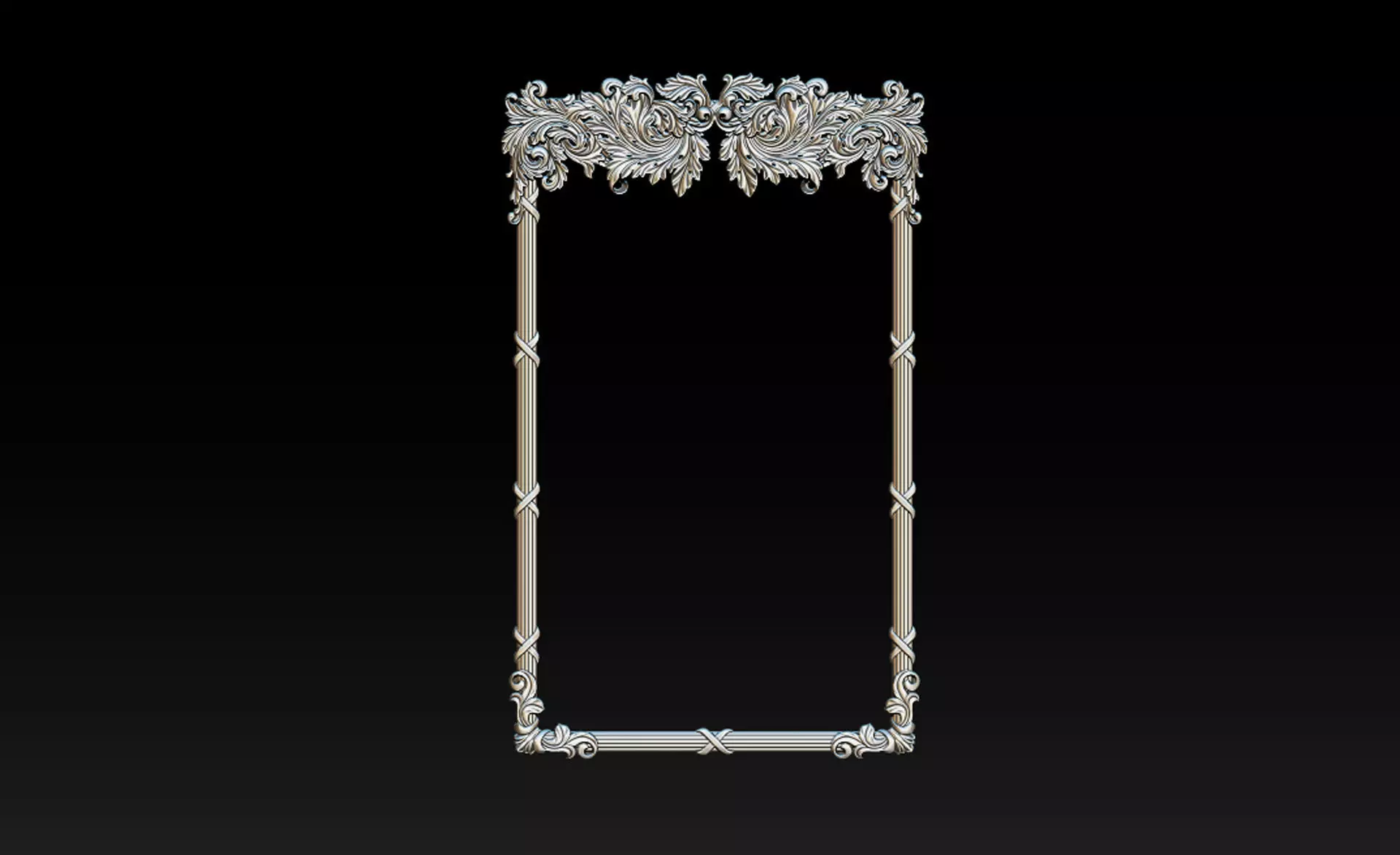 Ornate Decorative Frame Bas-Relief 3D print model_6