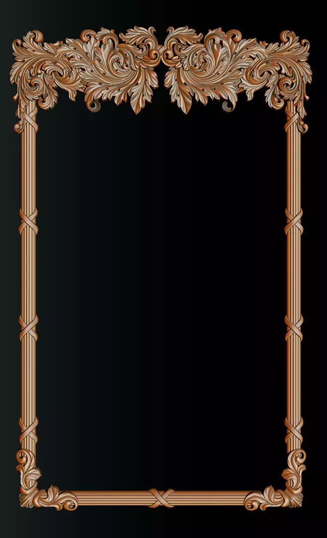 Ornate Decorative Frame Bas-Relief 3D print model_9