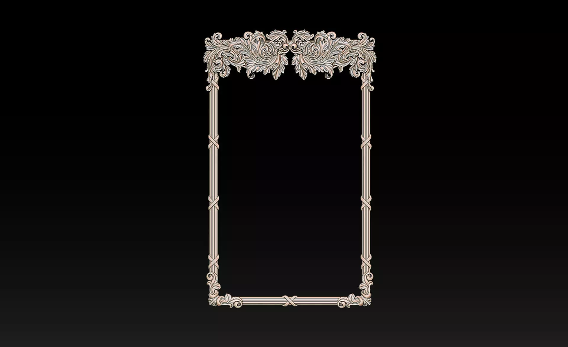 Ornate Decorative Frame Bas-Relief 3D print model_4