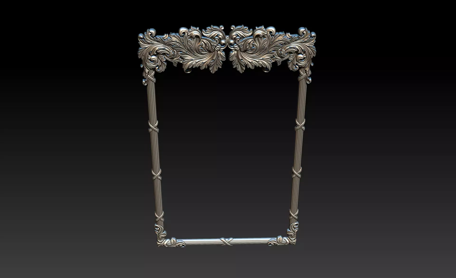 Ornate Decorative Frame Bas-Relief 3D print model_13