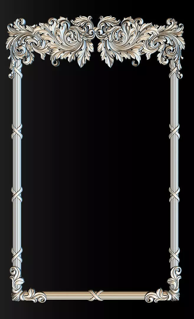 Ornate Decorative Frame Bas-Relief 3D print model_17