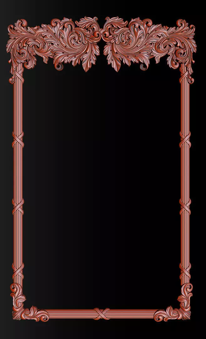 Ornate Decorative Frame Bas-Relief 3D print model_7