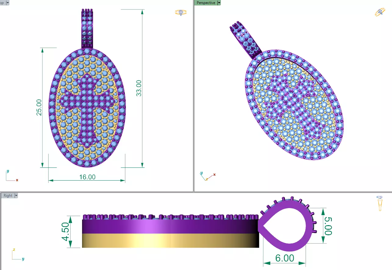 Oval Cross Pendant 3D print model_2