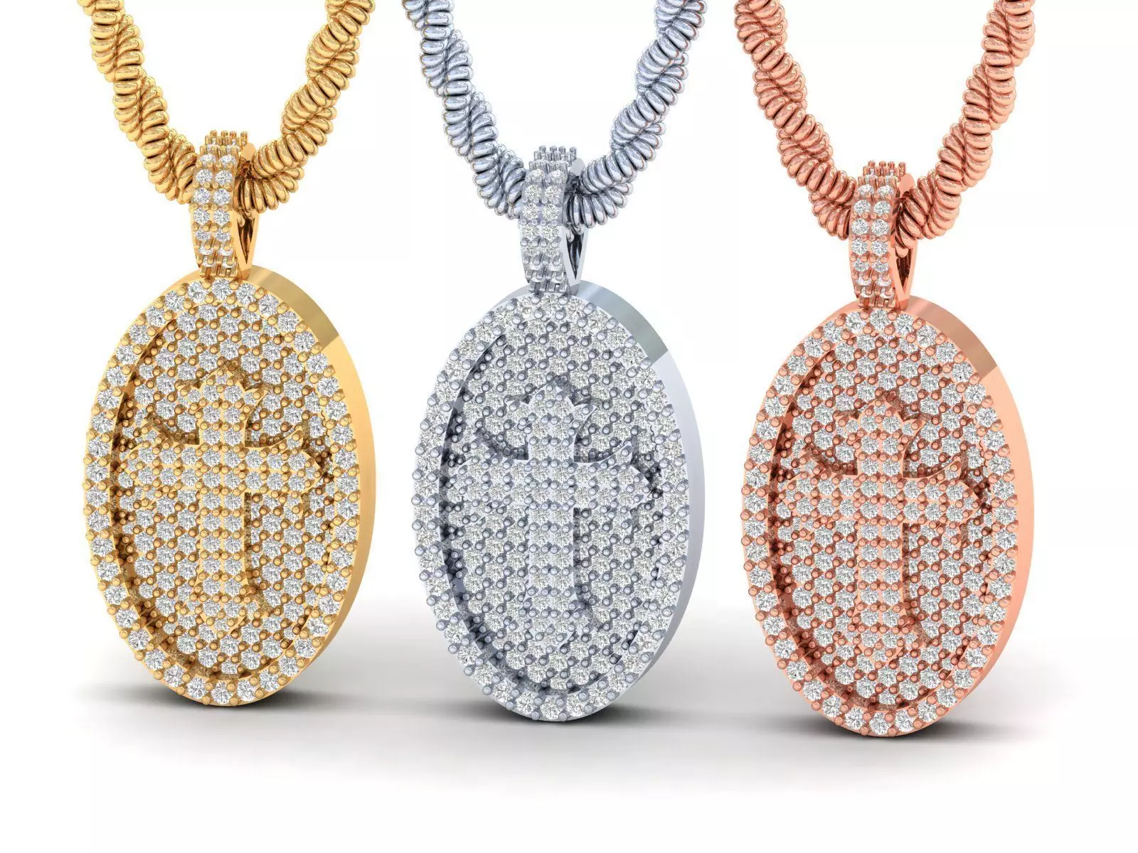 Oval Cross Pendant 3D print model_0