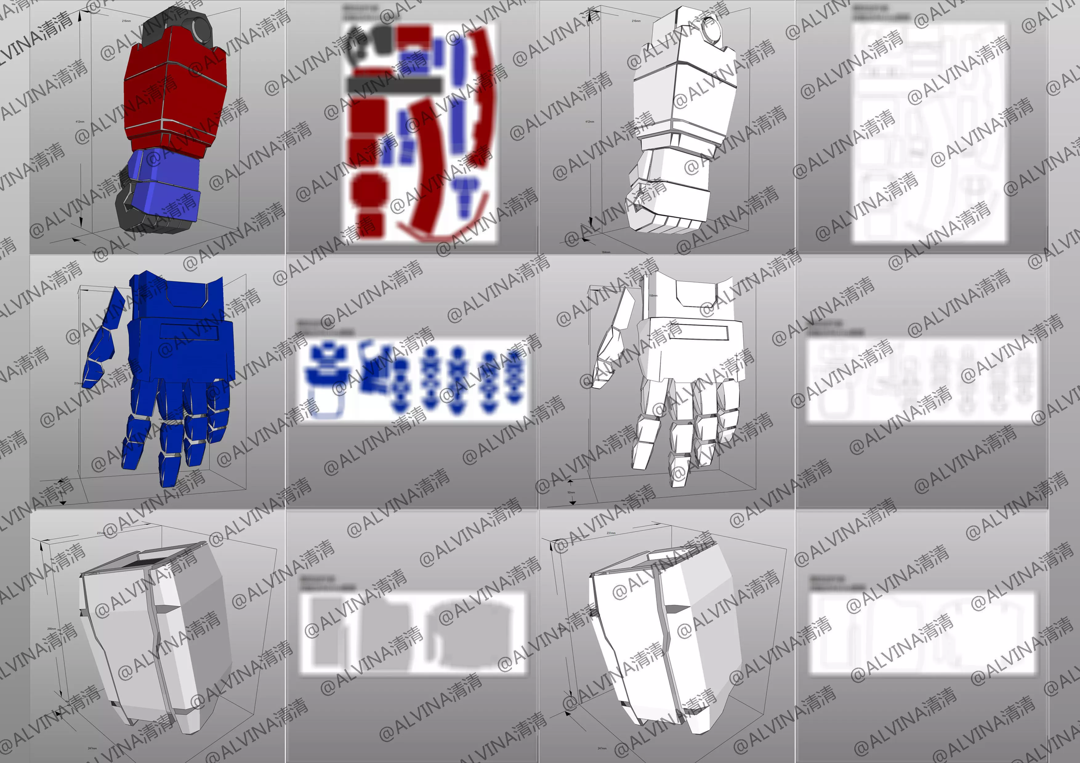SD G1 Optimus Prime Armor - DIY Cosplay Pepakura Foam Template Low-poly 3D model_6