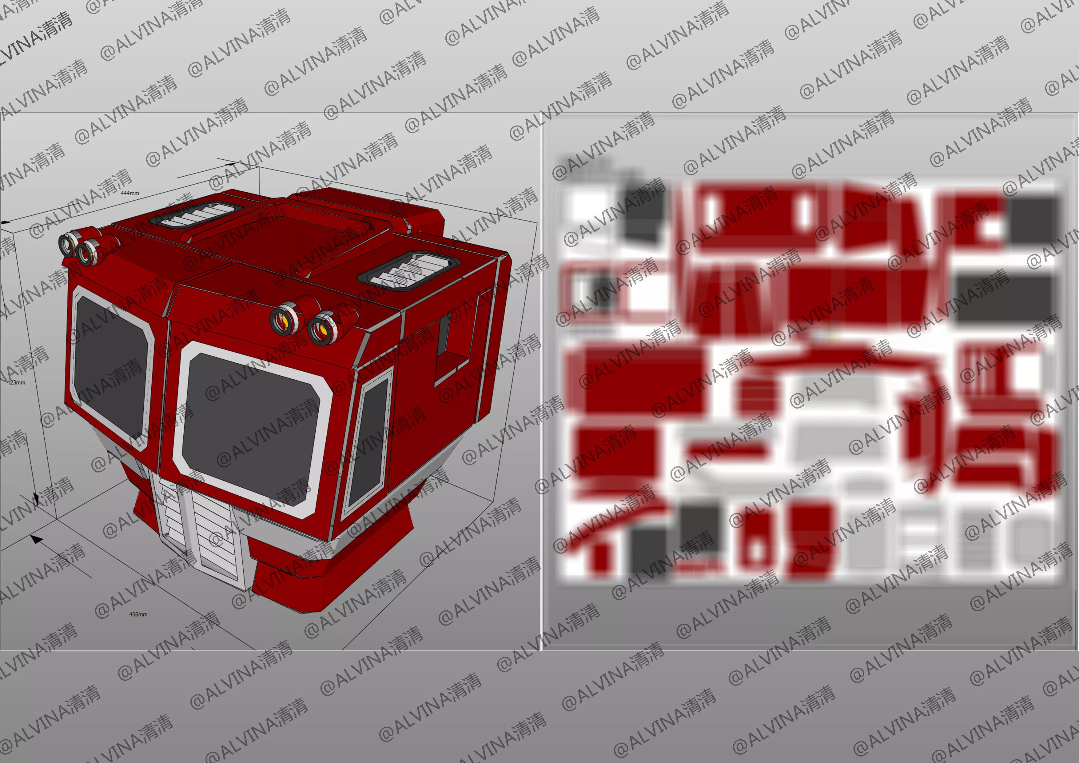 SD G1 Optimus Prime Armor - DIY Cosplay Pepakura Foam Template Low-poly 3D model_12