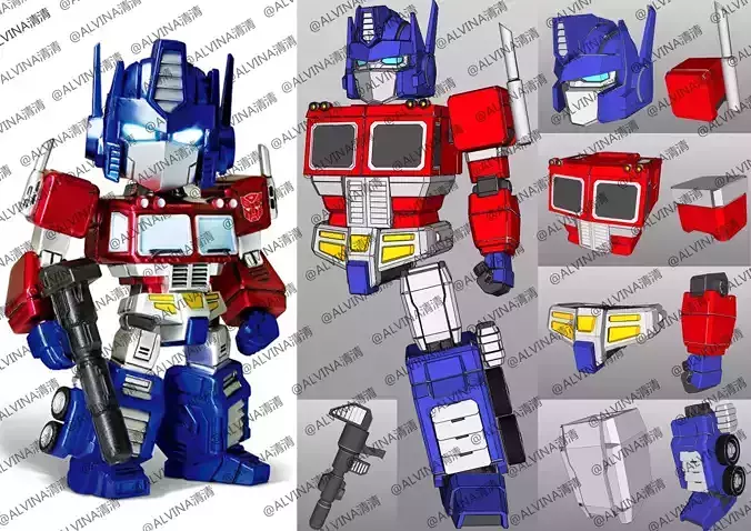 SD G1 Optimus Prime Armor - DIY Cosplay Pepakura Foam Template Low-poly 3D model SD G1 Optimus Prime Armor - DIY Cosplay Pepakura Foam Template Low-poly 3D model