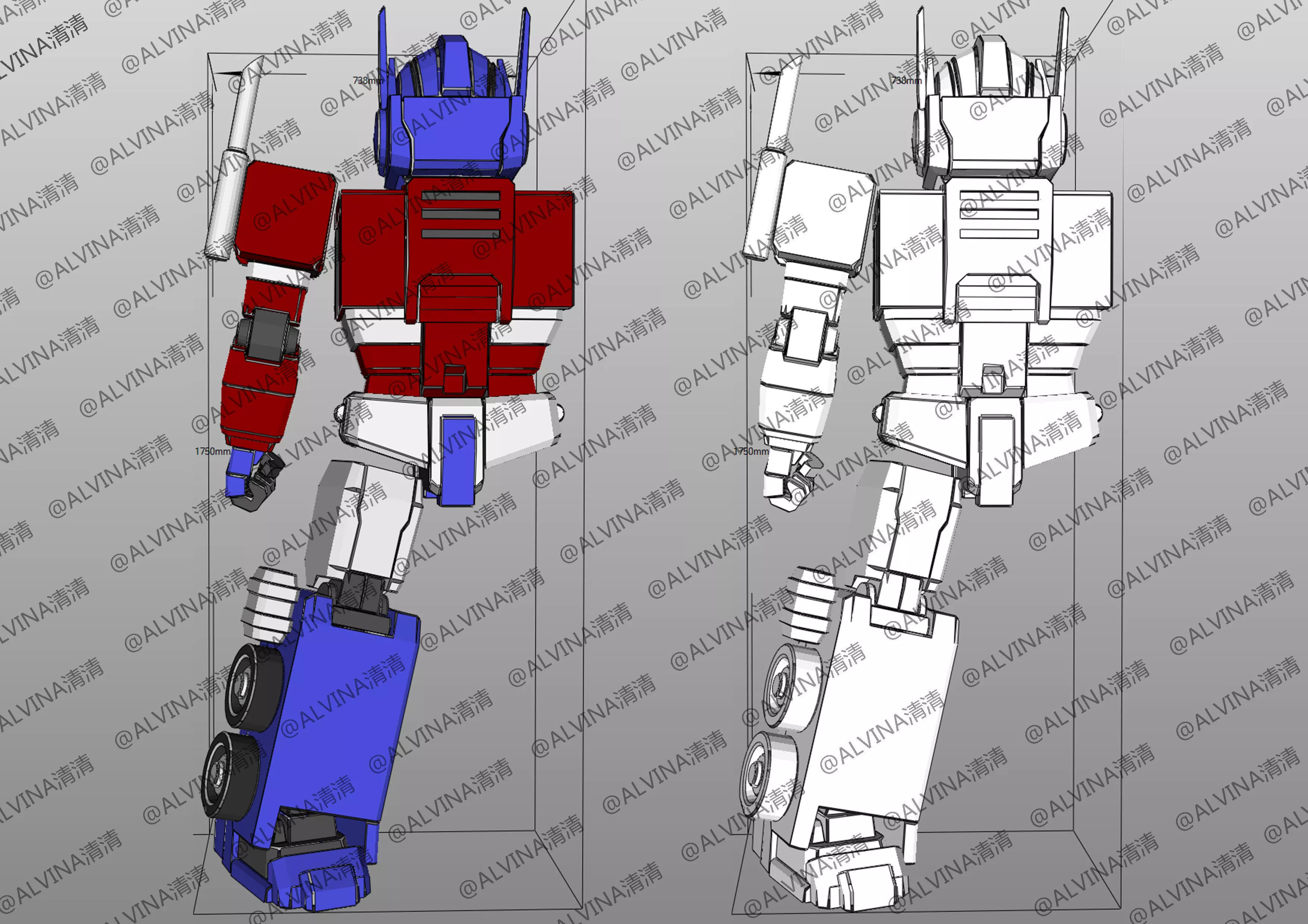 SD G1 Optimus Prime Armor - DIY Cosplay Pepakura Foam Template Low-poly 3D model_3