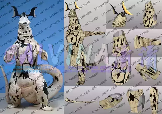 Ultraman kaiju Eleking - DIY Cosplay Pepakura Foam Template Low-poly 3D model