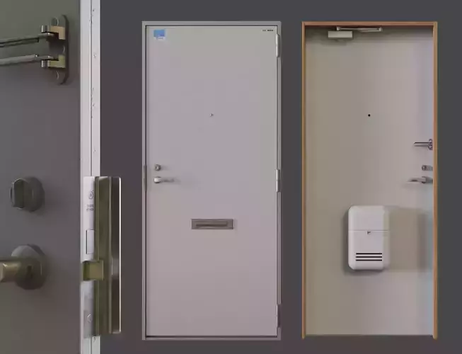 Low-Poly Japanese Retro Room Entrance Door Low-poly 3D model