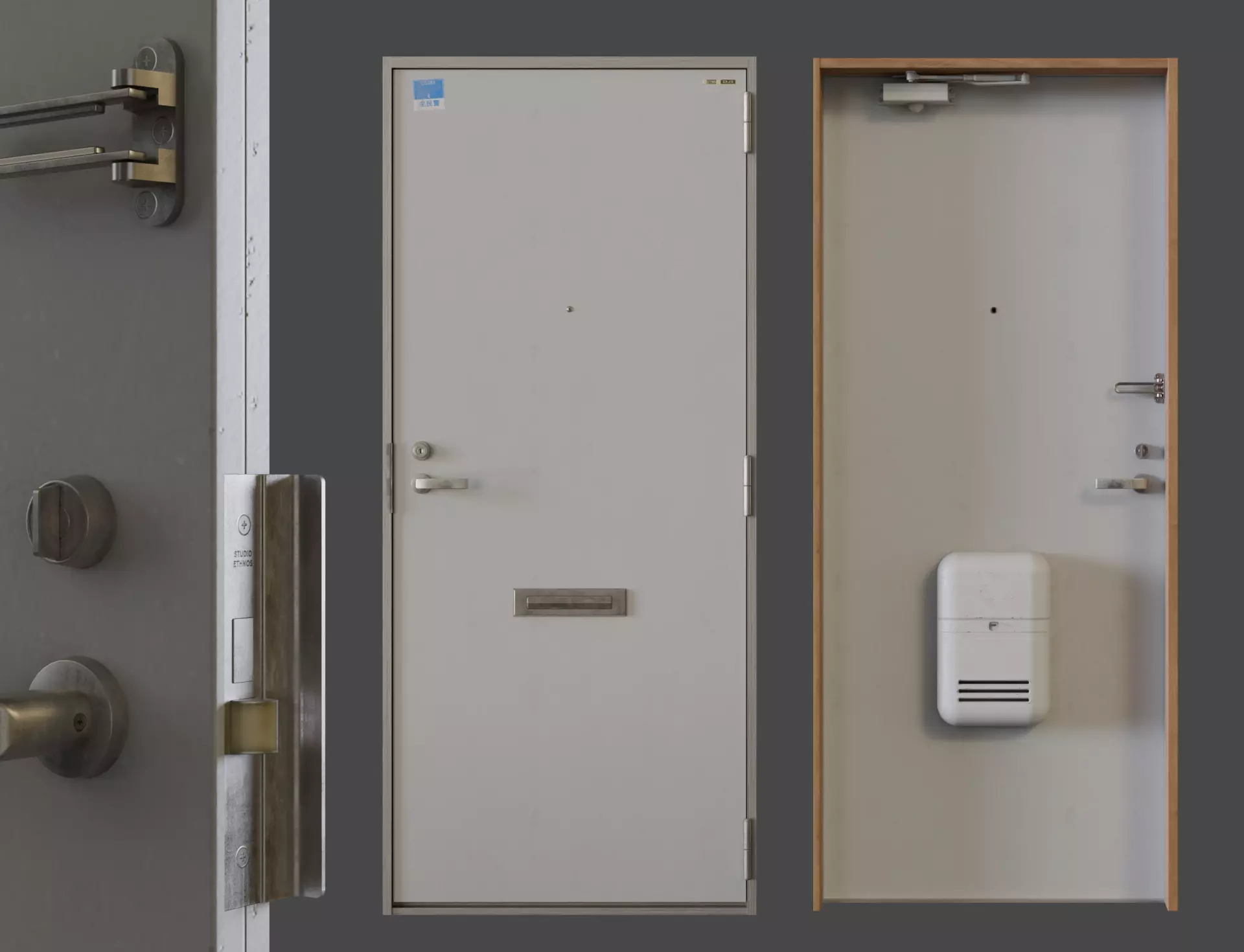 Low-Poly Japanese Retro Room Entrance Door Low-poly 3D model