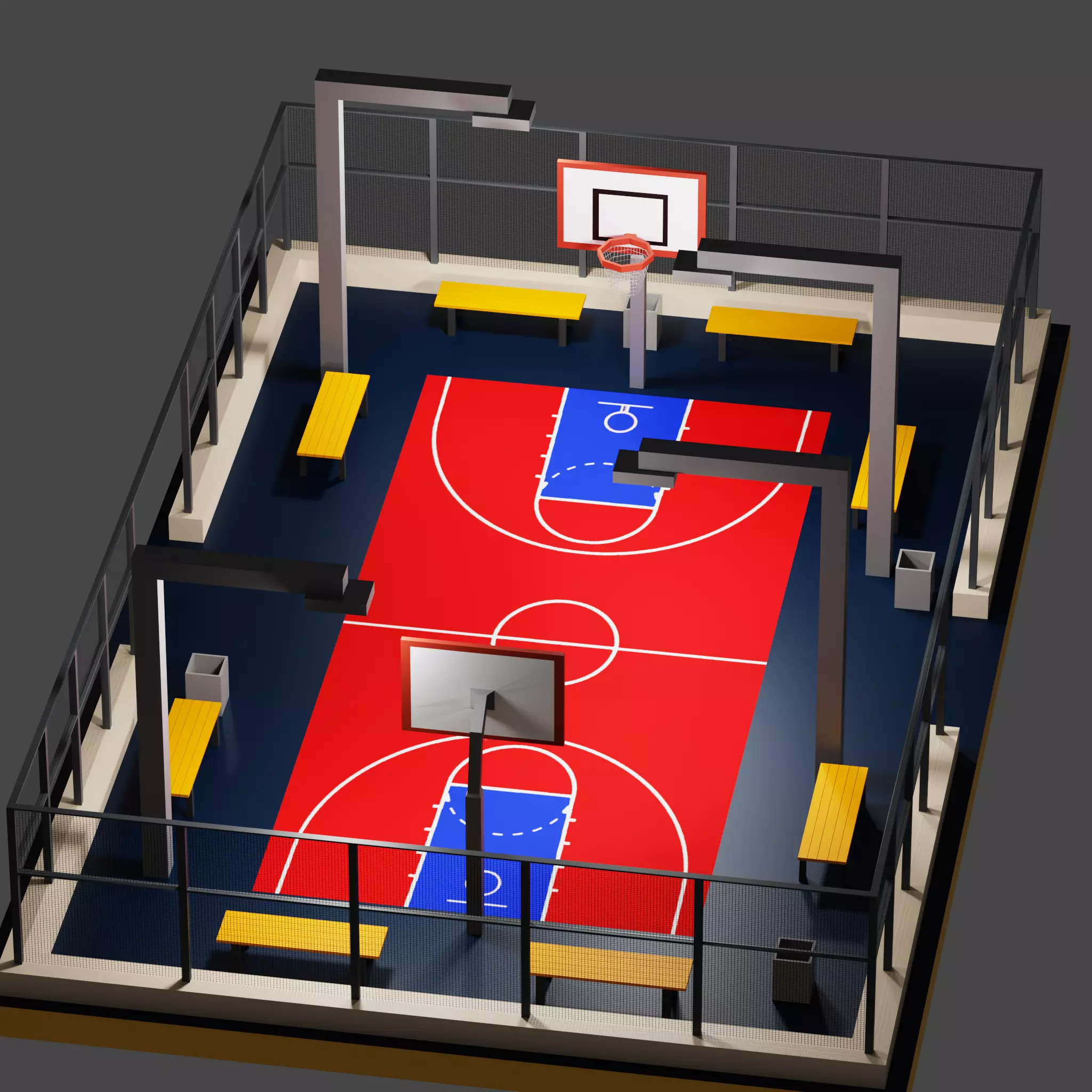 Low-Poly Basketball Court Scene Low-poly 3D model_3