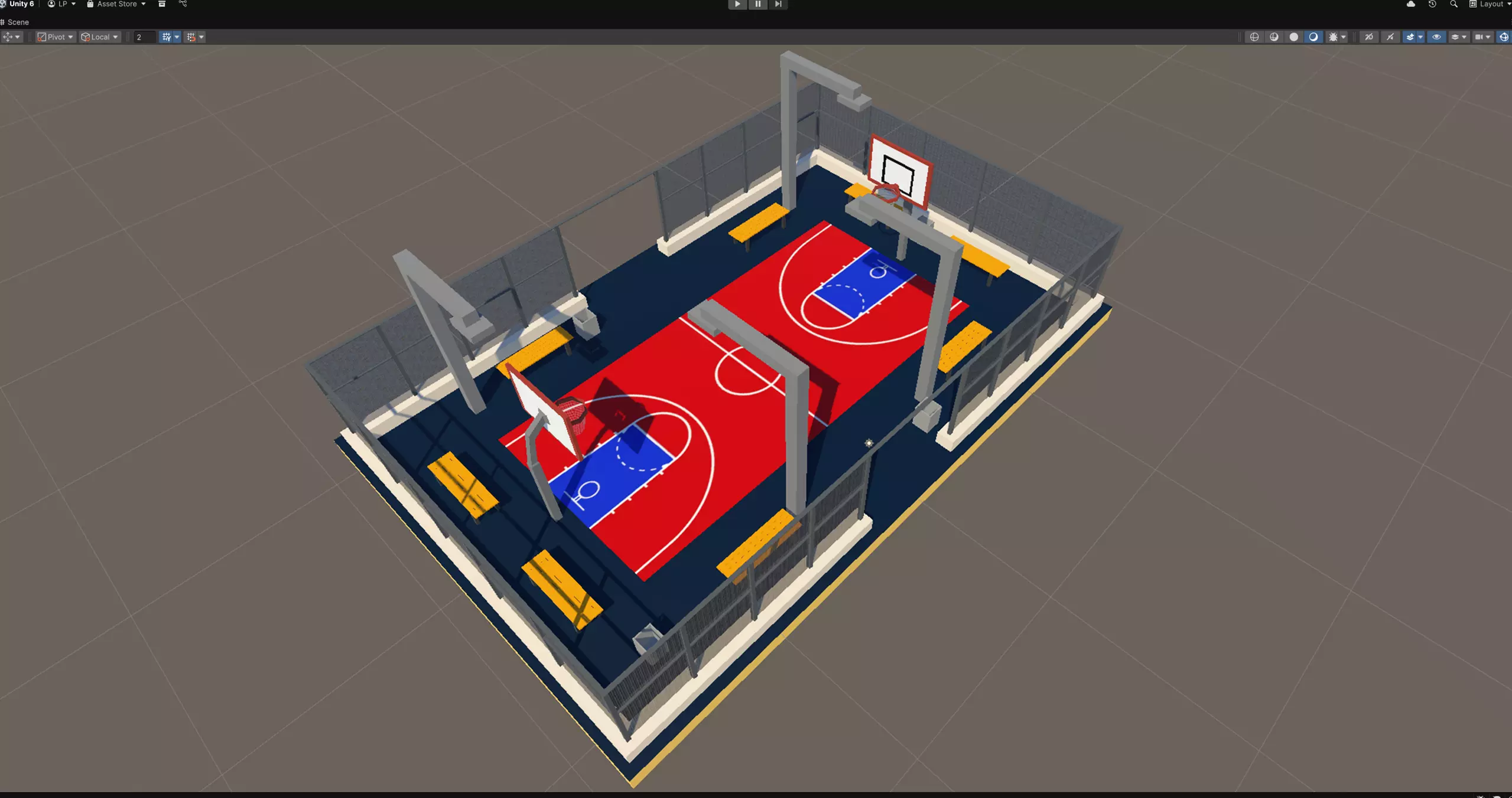 Low-Poly Basketball Court Scene Low-poly 3D model_7