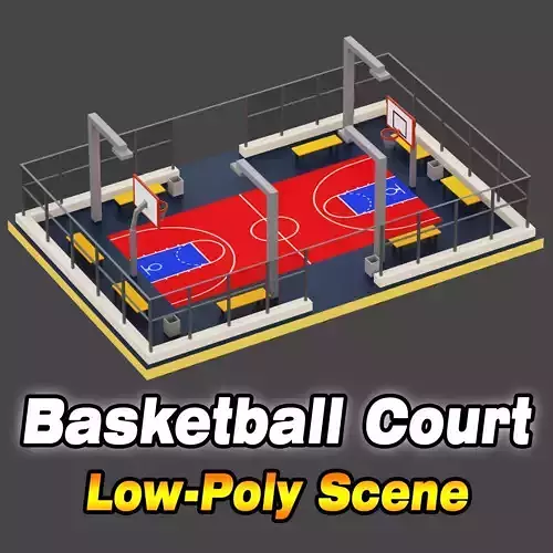 Low-Poly Basketball Court Scene Low-poly 3D model