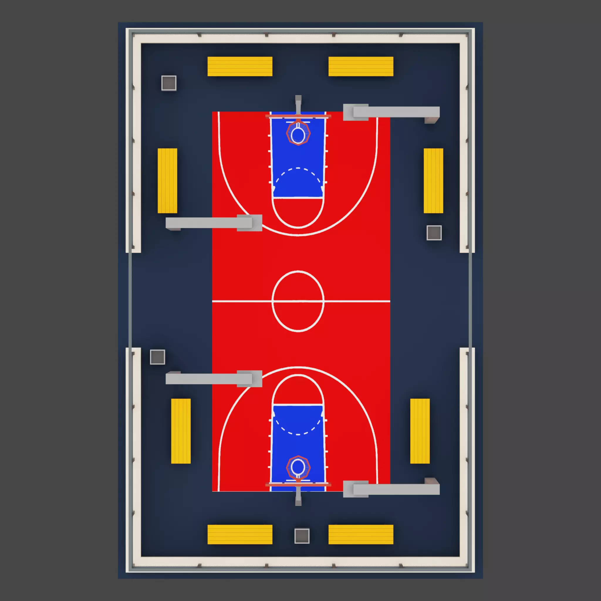 Low-Poly Basketball Court Scene Low-poly 3D model_4