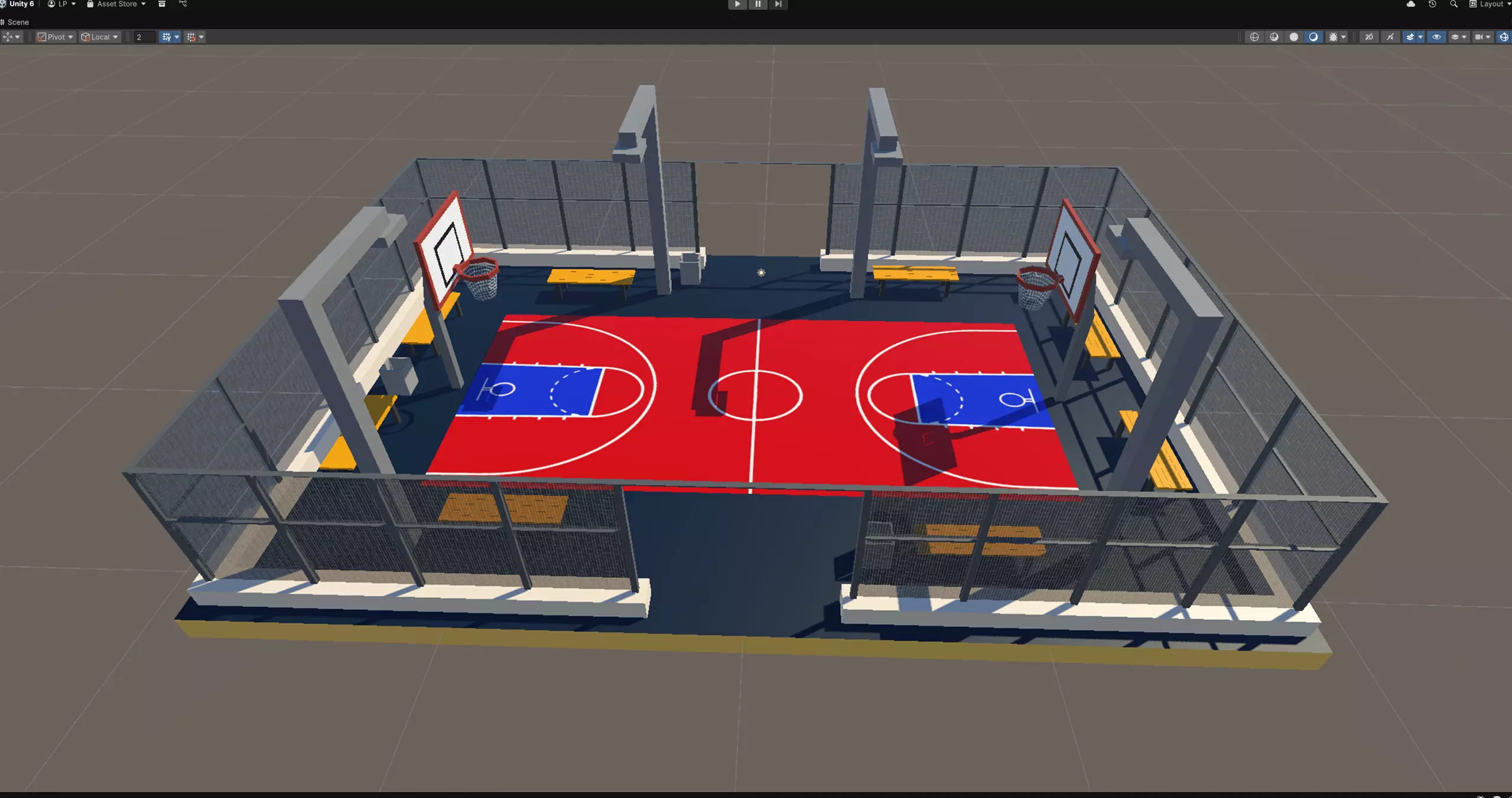 Low-Poly Basketball Court Scene Low-poly 3D model_6