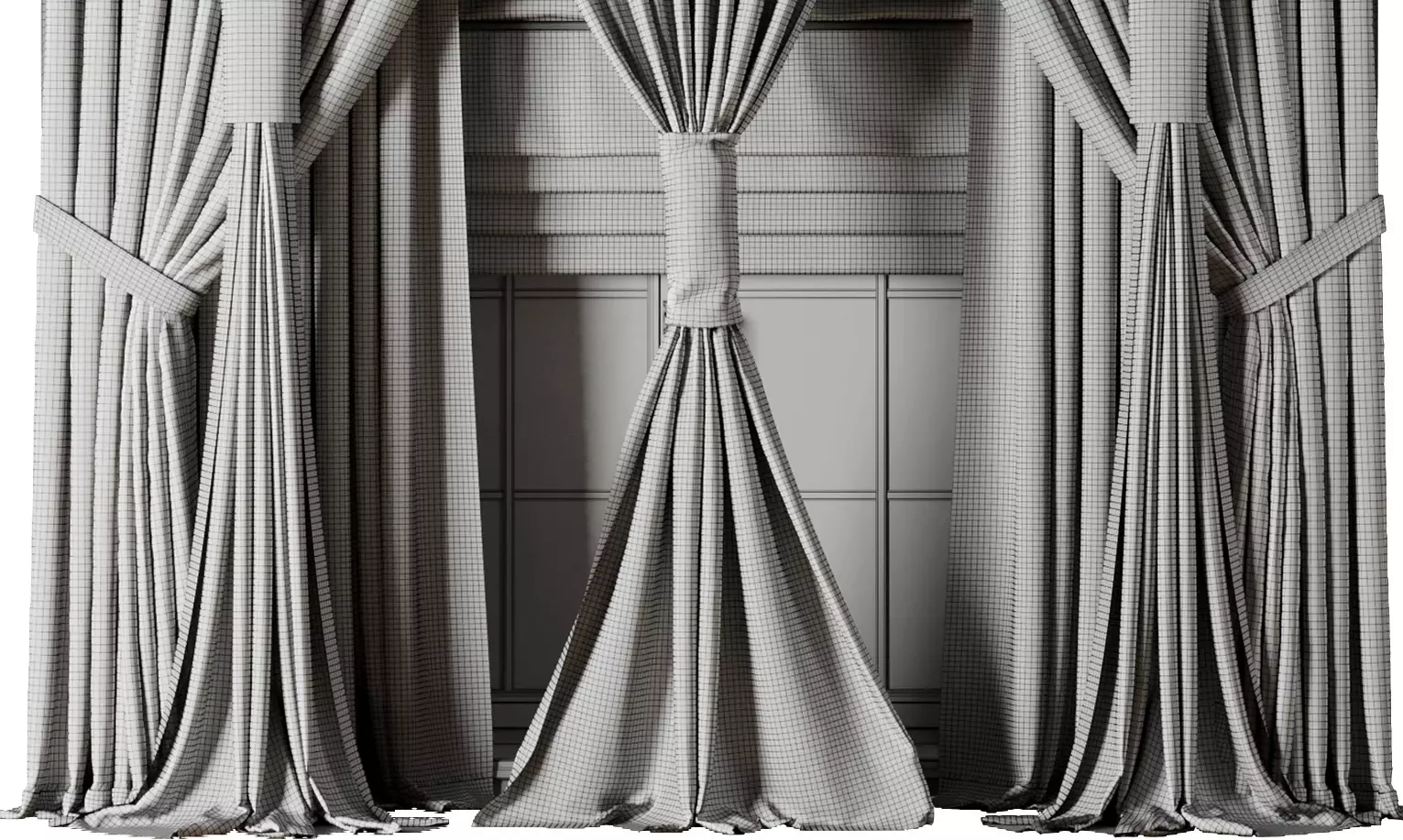 Classic green Curtain with Roman blinds Curtain 021 HBH Low-poly 3D model_11