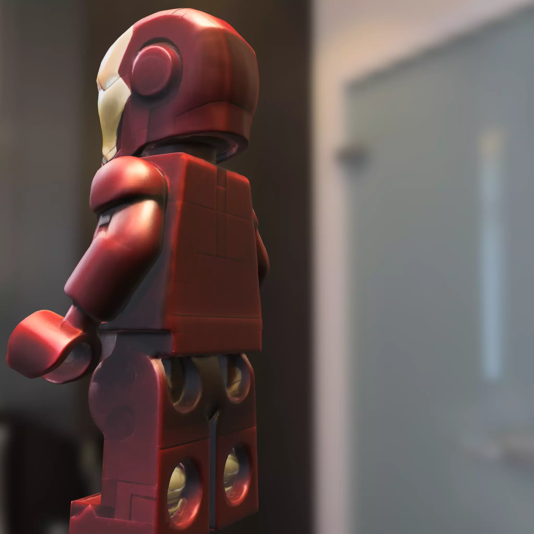 Iron Man LEGO Minifigure Low-poly 3D model_3