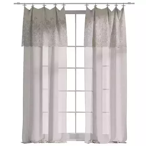 Linen curtains with lace embroidery