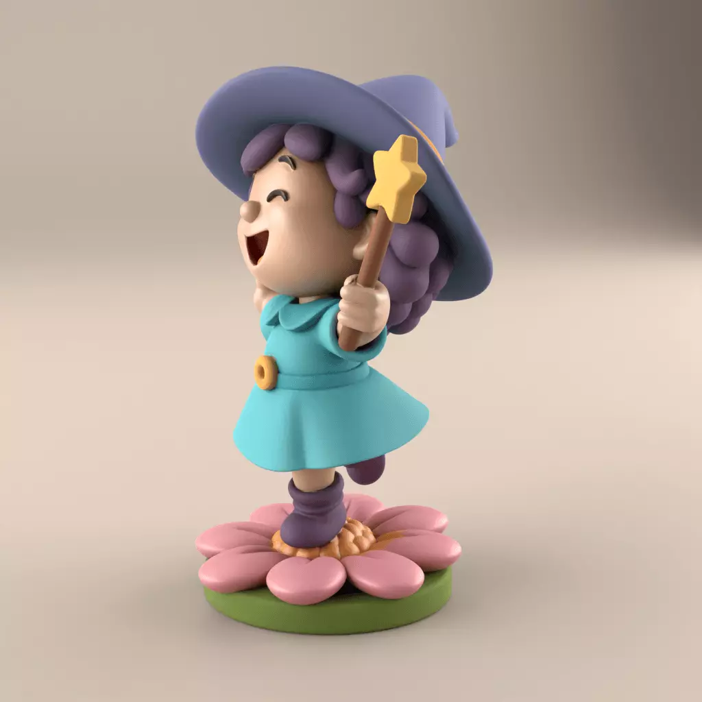 Cute Magic Witch Girl STL for 3D Print 3D print model_1