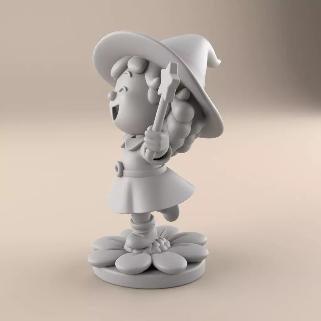 Cute Magic Witch Girl STL for 3D Print 3D print model_5