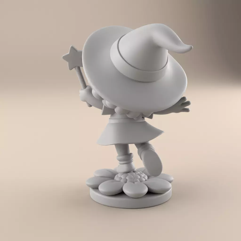 Cute Magic Witch Girl STL for 3D Print 3D print model_6