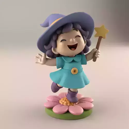 Cute Magic Witch Girl STL for 3D Print