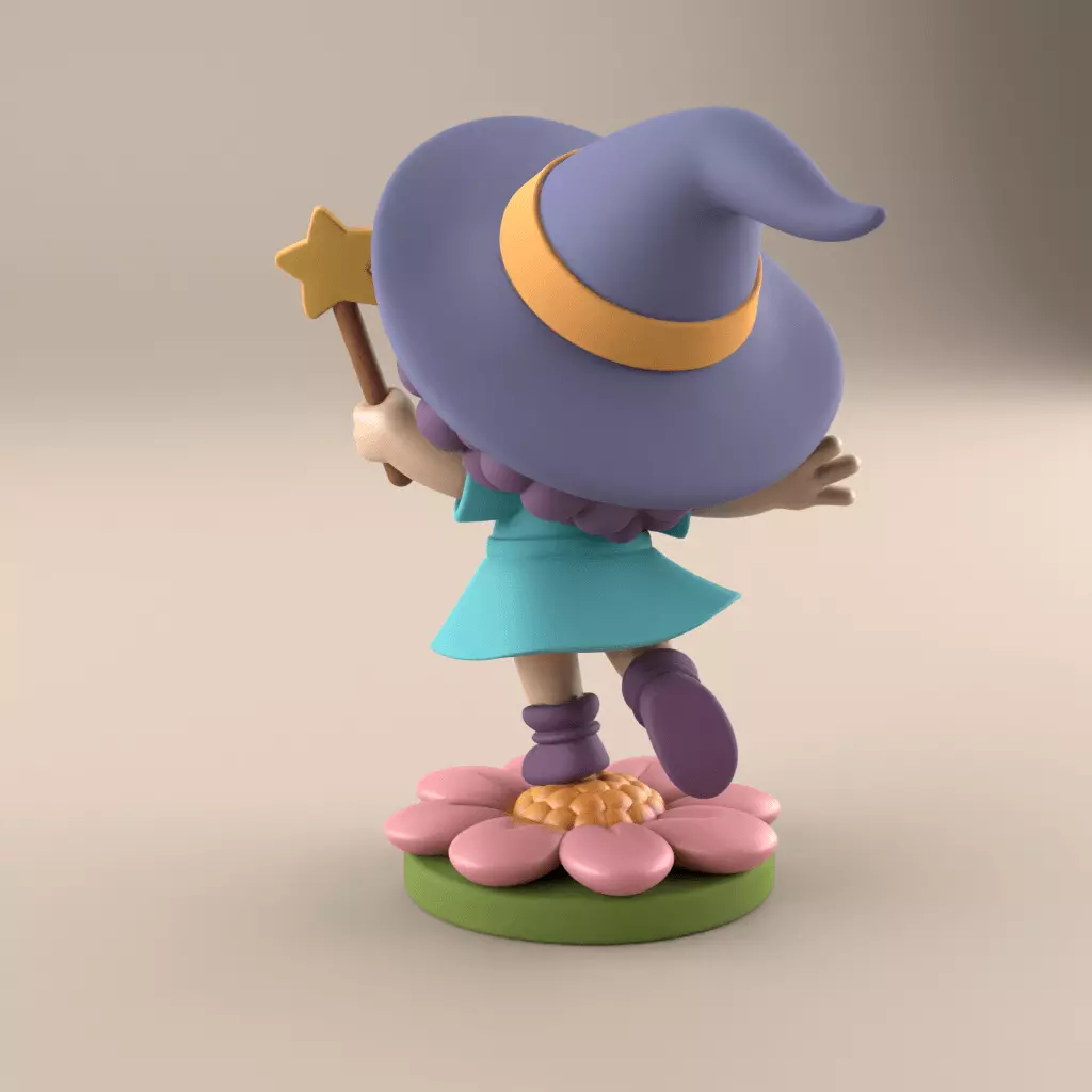 Cute Magic Witch Girl STL for 3D Print 3D print model_2