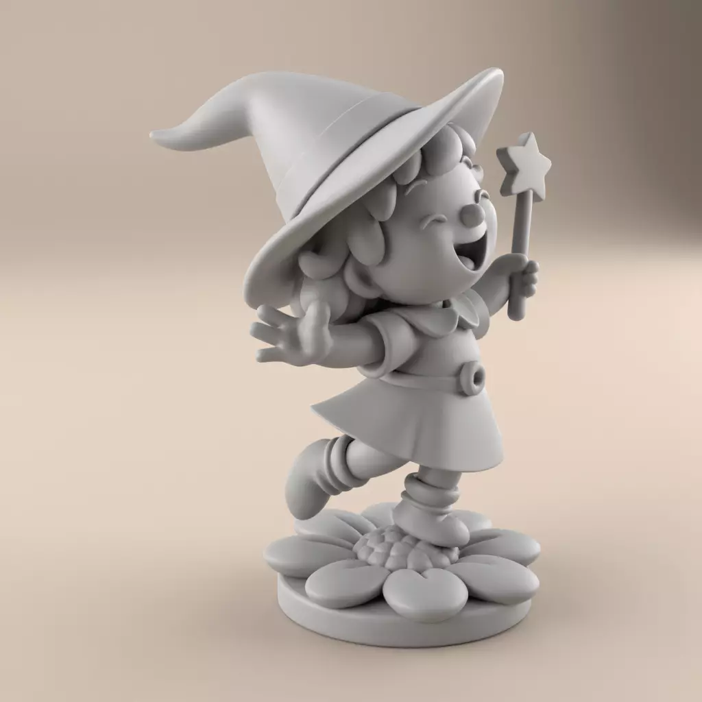 Cute Magic Witch Girl STL for 3D Print 3D print model_7