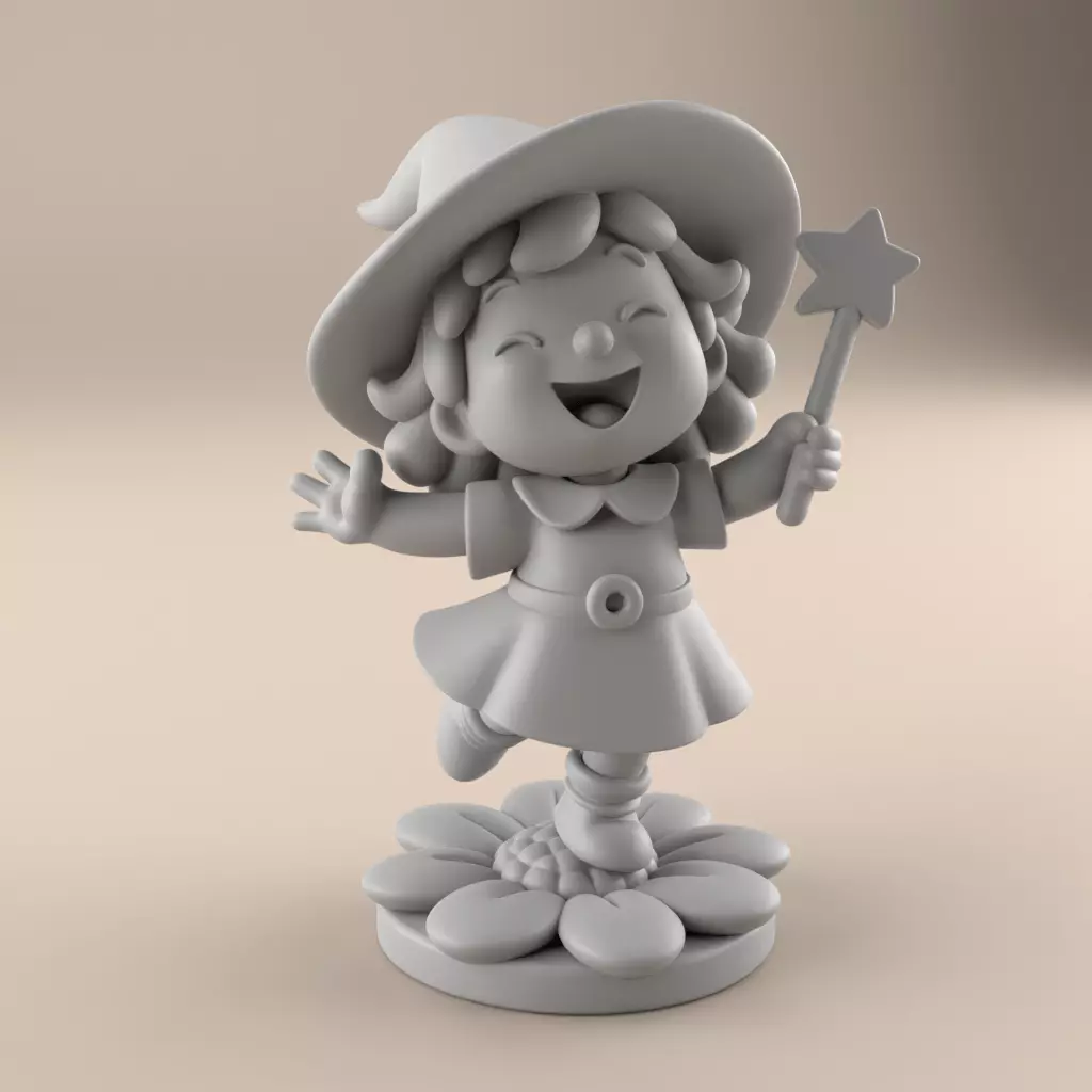 Cute Magic Witch Girl STL for 3D Print 3D print model_4