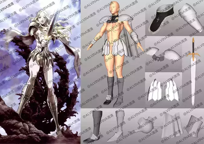 Claymore Teresa Armor - DIY Cosplay Pepakura Foam Template Low-poly 3D model Claymore Teresa Armor - DIY Cosplay Pepakura Foam Template Low-poly 3D model