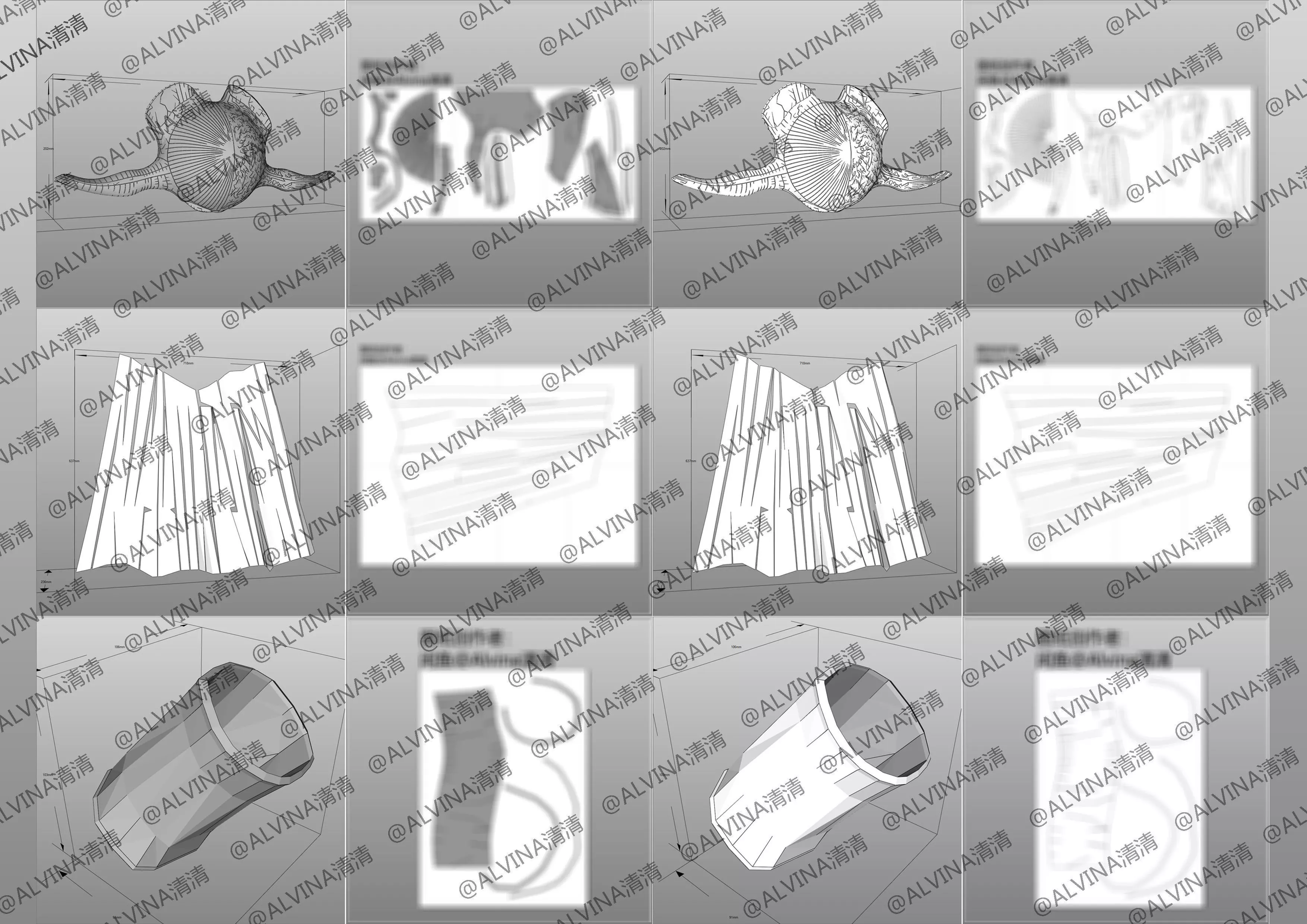 Claymore Teresa Armor - DIY Cosplay Pepakura Foam Template Low-poly 3D model_3