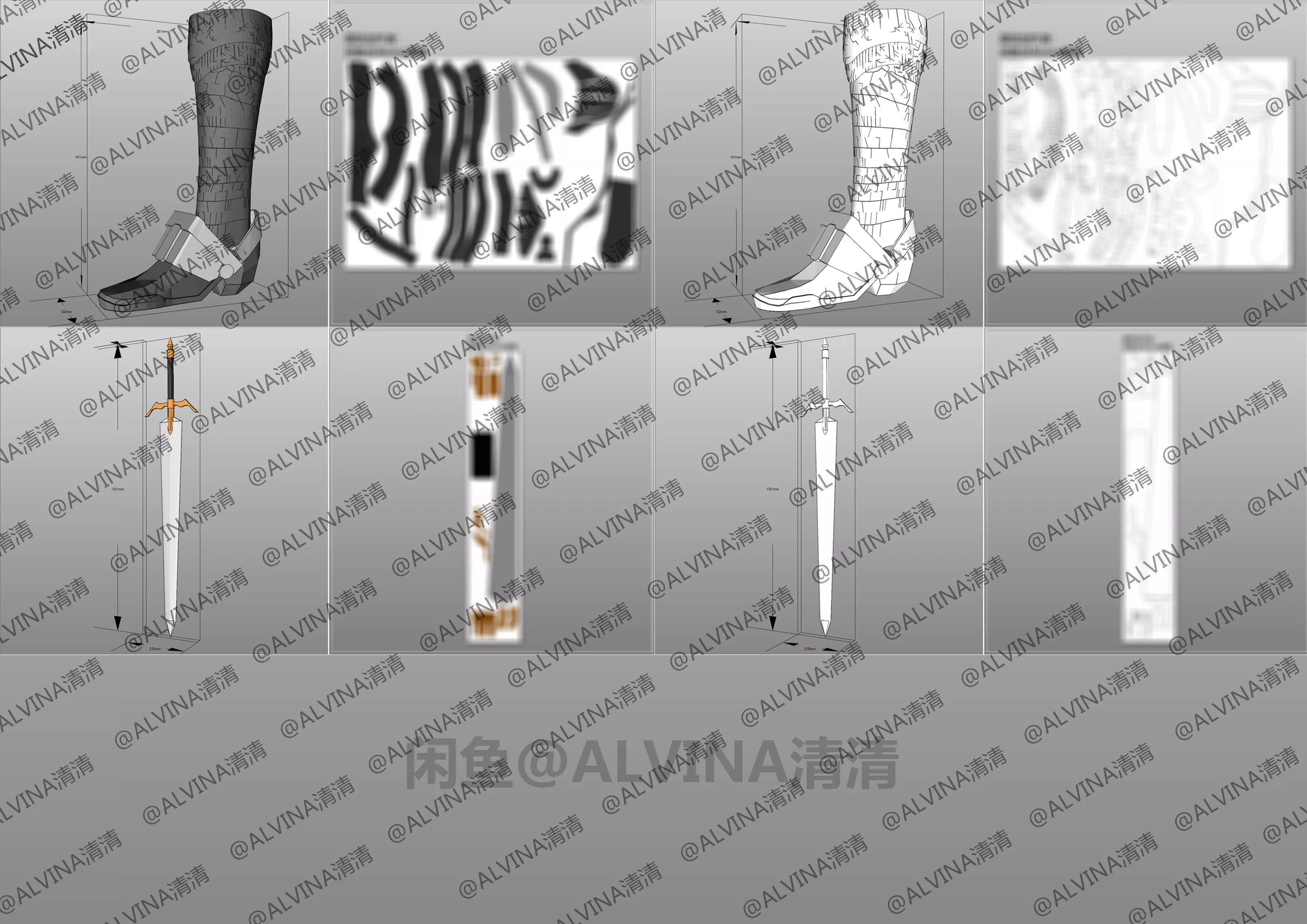 Claymore Teresa Armor - DIY Cosplay Pepakura Foam Template Low-poly 3D model_5