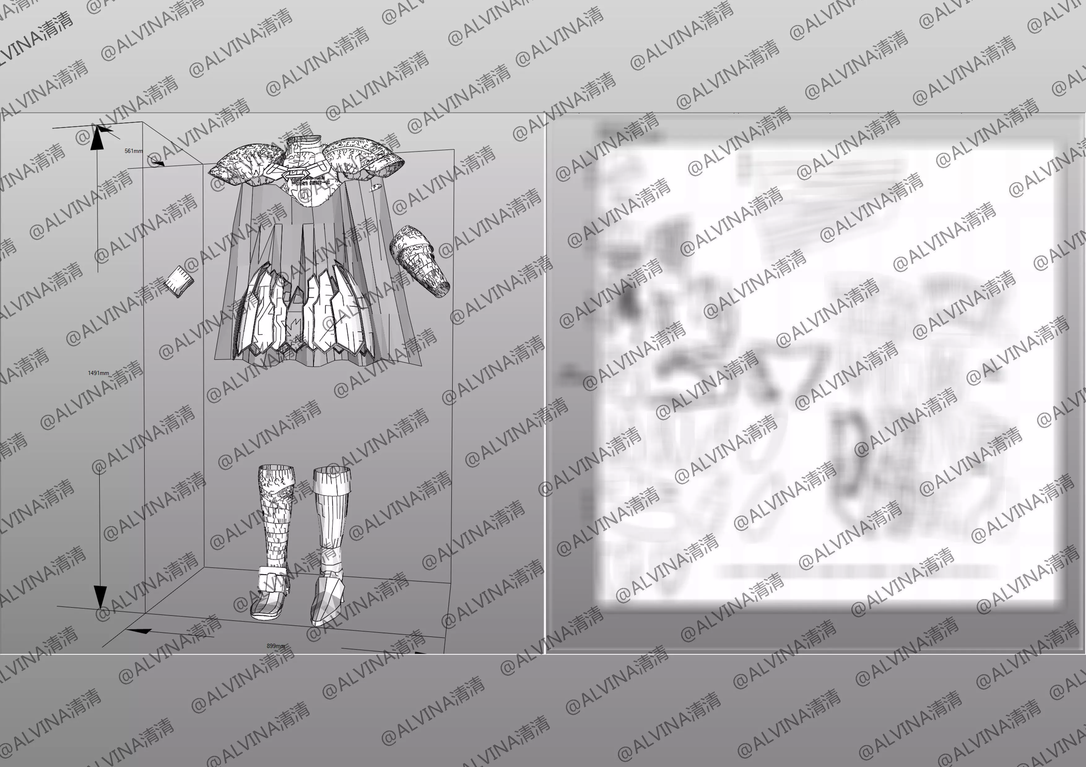 Claymore Teresa Armor - DIY Cosplay Pepakura Foam Template Low-poly 3D model_7