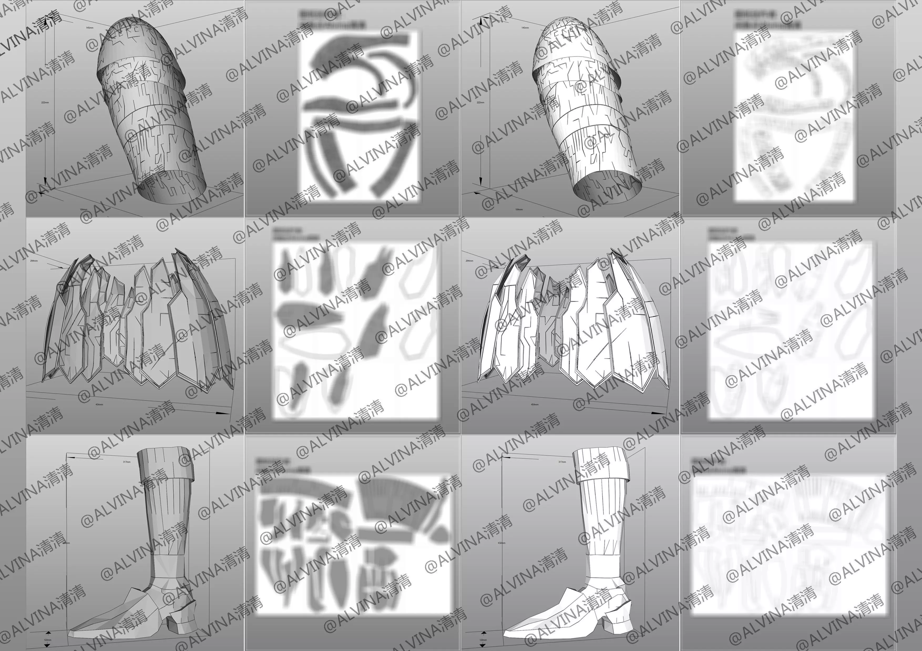 Claymore Teresa Armor - DIY Cosplay Pepakura Foam Template Low-poly 3D model_4